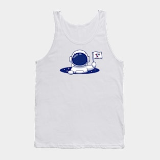 Cute Astronaut Holding Flag In Space Hole Tank Top